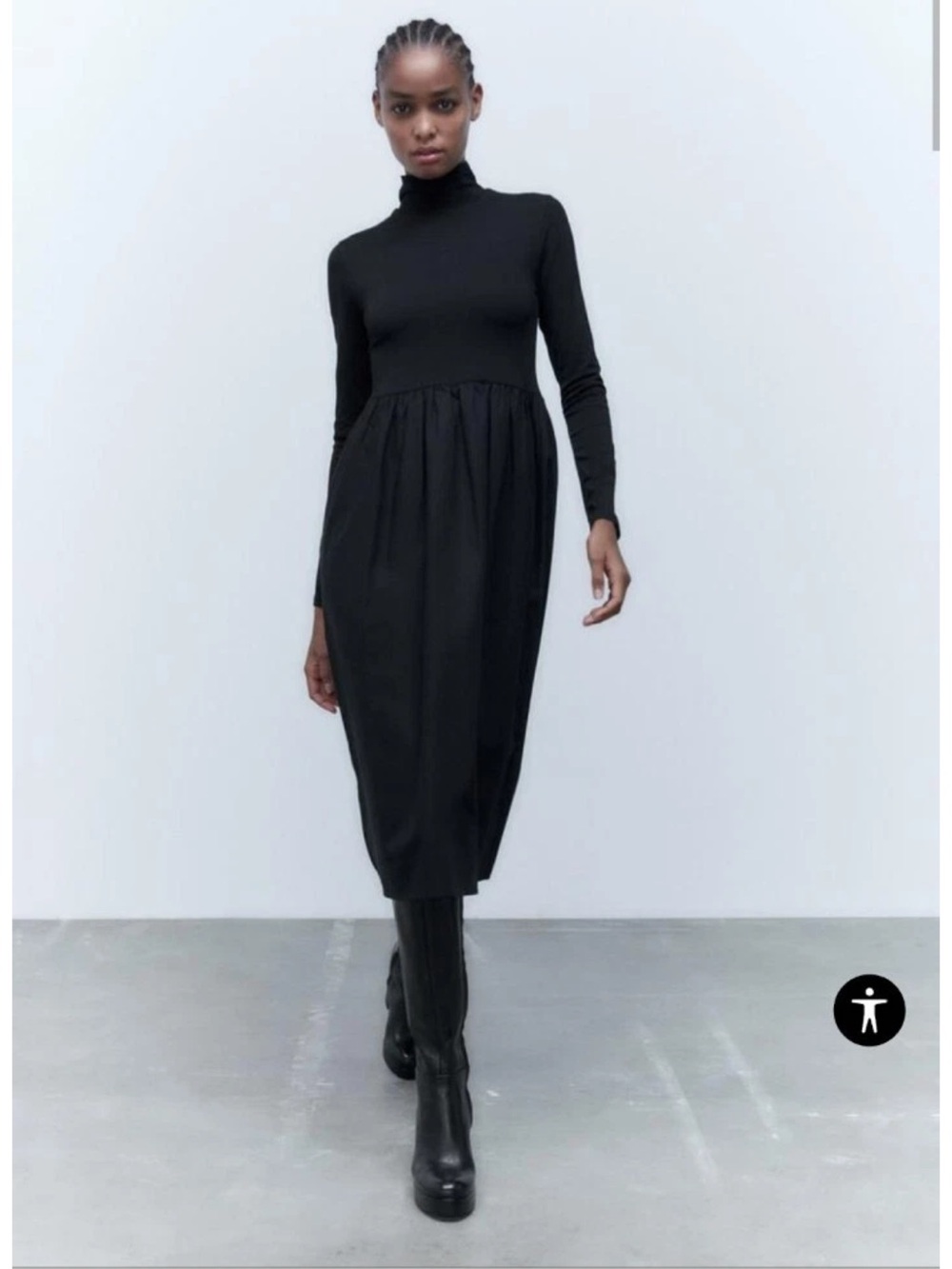 NWOT Zara Turtleneck Long Sleeve Midi Dress